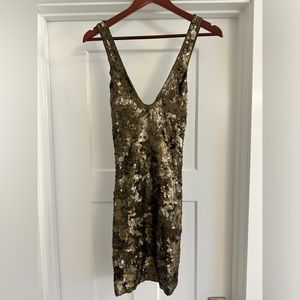 Gorgeous dark gold French connection mini sequined dress